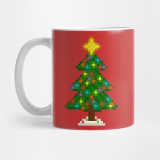 Pixel Christmas Tree with Glowing Lights (Red) Mug